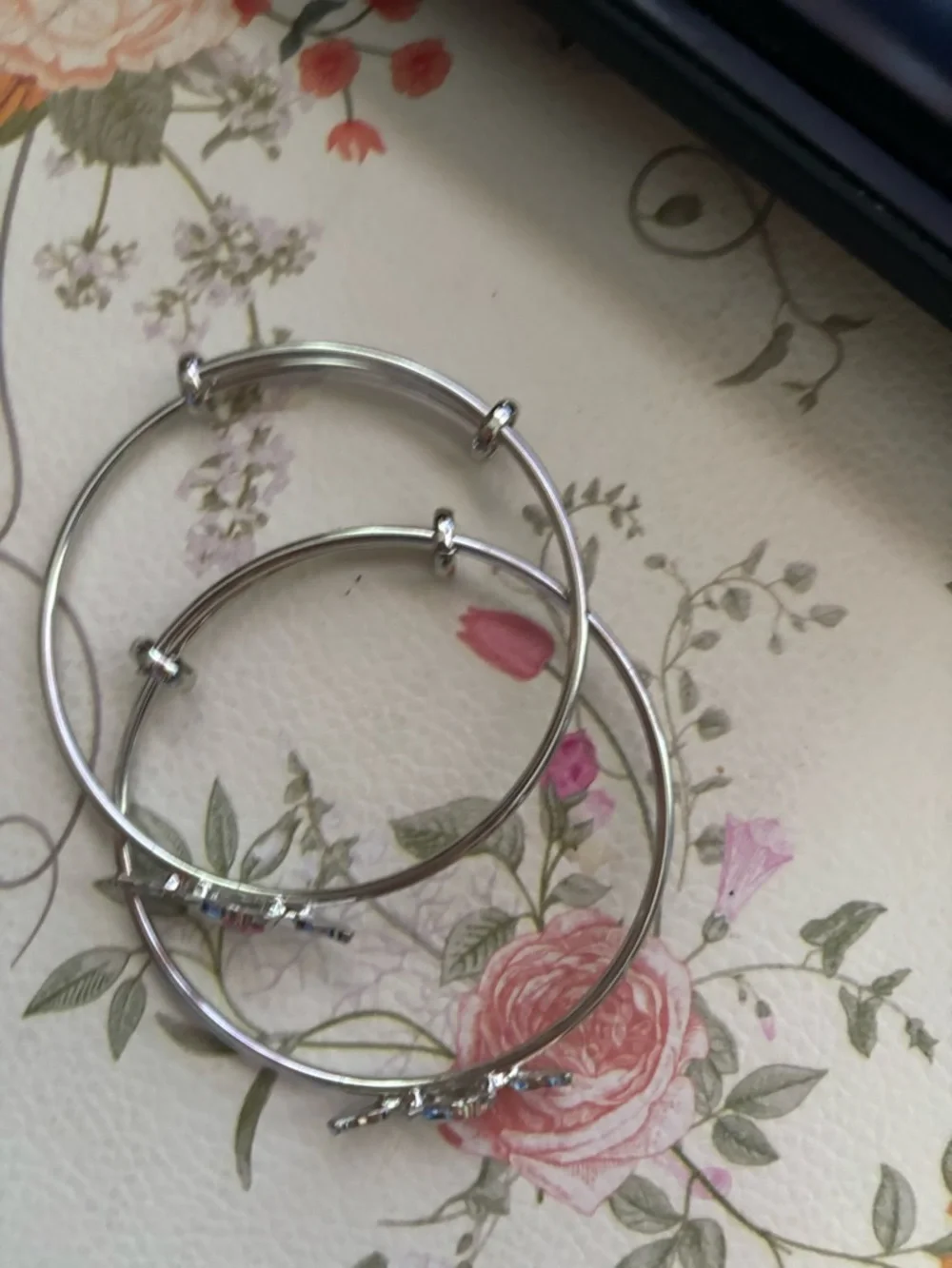 Silver tone or plated Hello  Kitty Enamel Bangle- adjustable- Price is for 1